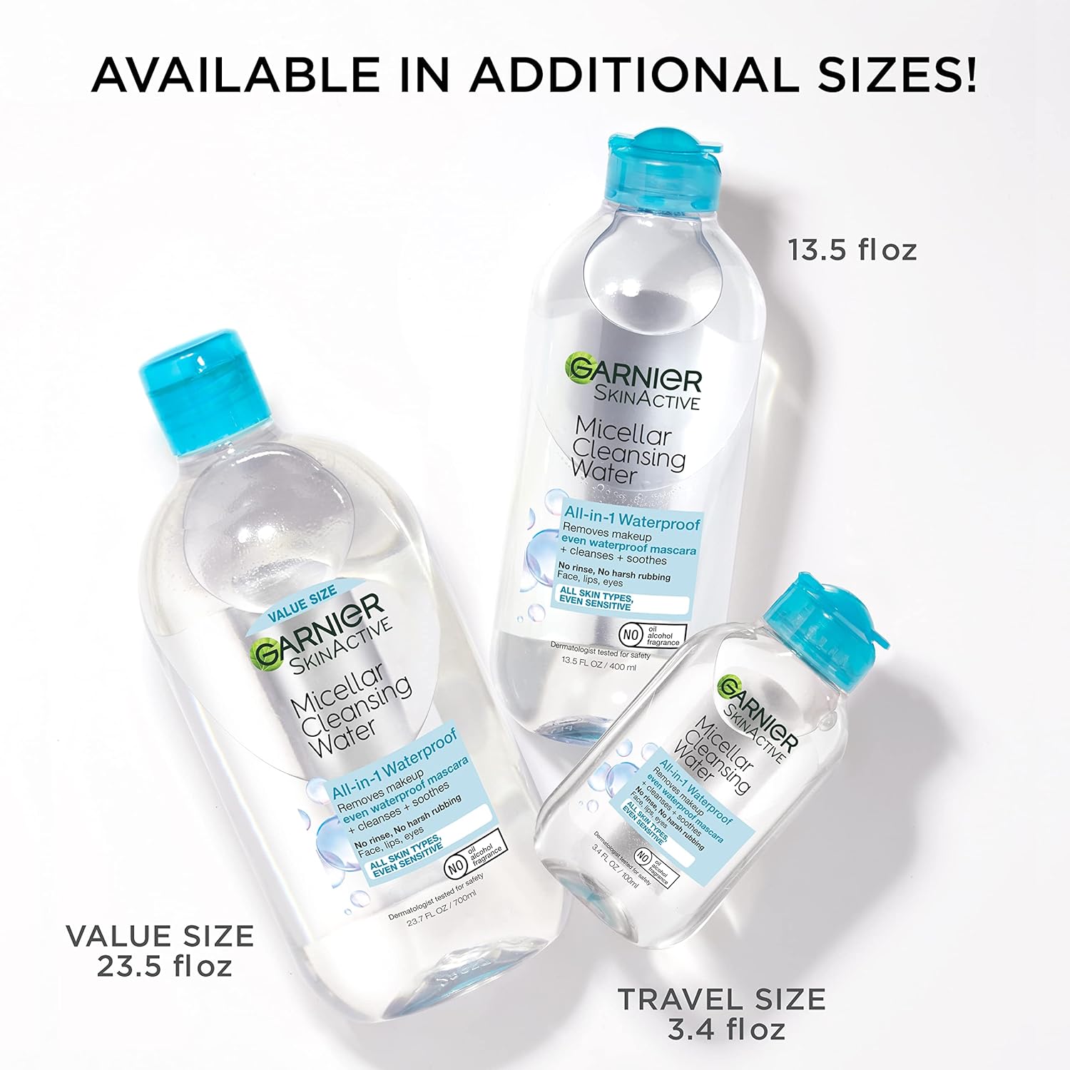 Garnier SkinActive Micellar Water For Waterproof Makeup, Facial Cleanser & Makeup Remover, 13.5 Fl Oz (400mL), 2 Count (Packaging May Vary) - 24hrsmart
